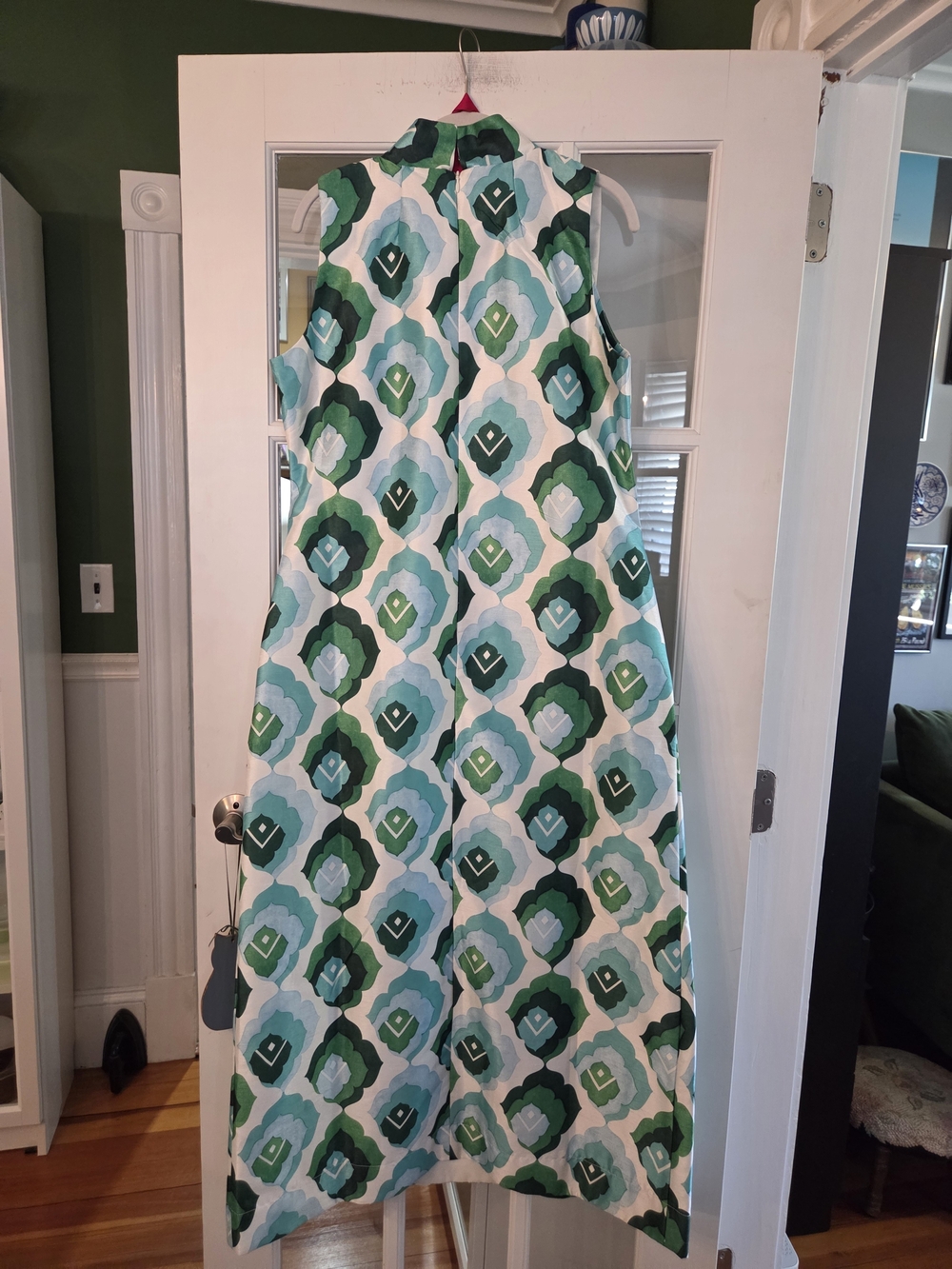 Frances Valentine Green Geo-Print Maxi Dress - Size 12 - Picture 8 of 16